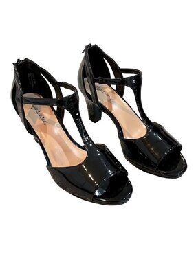 EAST STREET Shoes Flash Heels T-strap Patent leather Open toe Black Like new